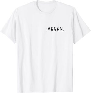 Camiseta vegana blanca básica de algodón con texto vegan.