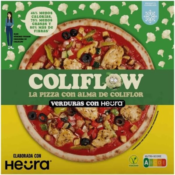 Pizza vegana de coliflow heura