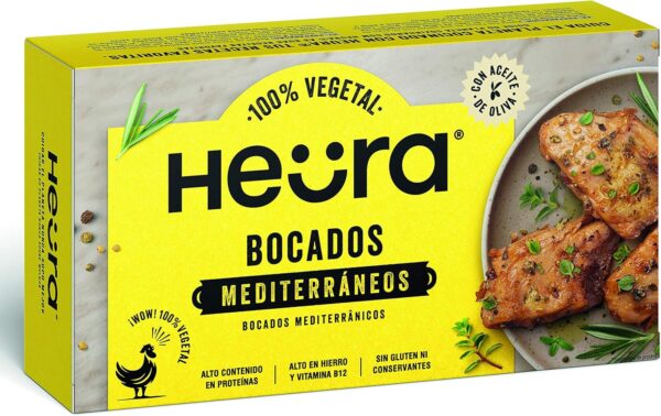 Carne vegana heura bocados mediterráneos sin gluten alimentación sostenible vegana
