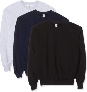 Fruit of the Loom sudaderas veganas pack 3 algodón, blanca, azul y negra.