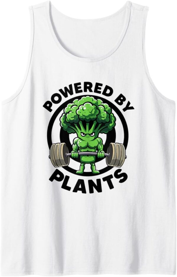 Tirantes blanca con mensaje vegano powered by plants