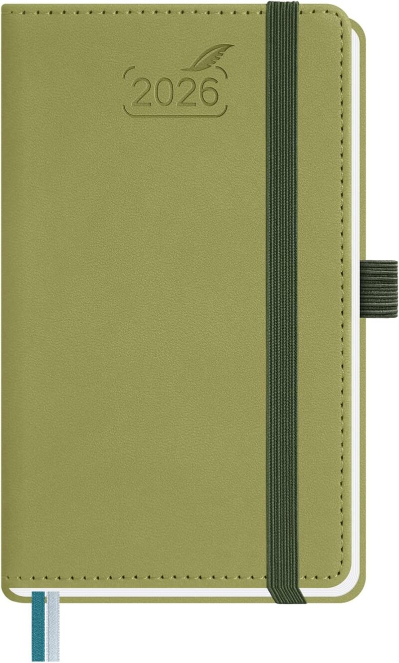 Agenda de cuero PU 2026 pequeña color kiwi-TodoVegano.eu