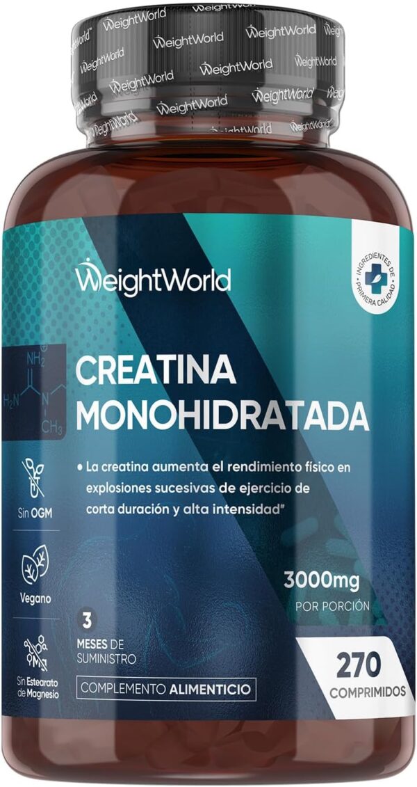 Creatina vegana monohidratada en comprimidos 3 meses de suministro weightworld-TodoVegano.eu