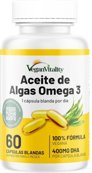Aceite de Algas Omega 3 para memória y concentración salud ocular y más marca VeganVitality - TodoVegano.eu