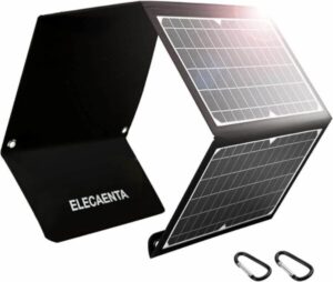 Placa solar ecológica para viajar sostenible, alternativa de energía limpia y ahorro energético. Elecalenta